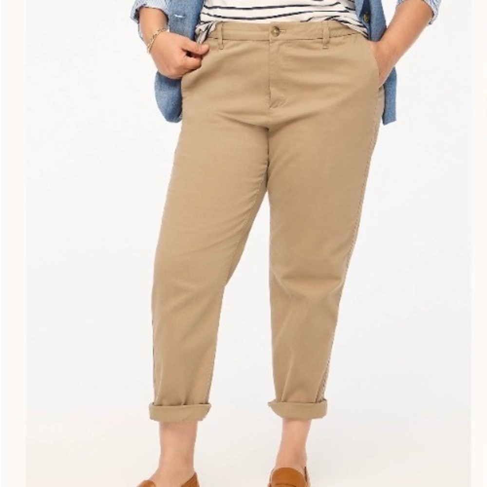 J.Crew High-Rise Girlfriend Chino Pants Camel Tan Tapered AD156 Size 22 NEW